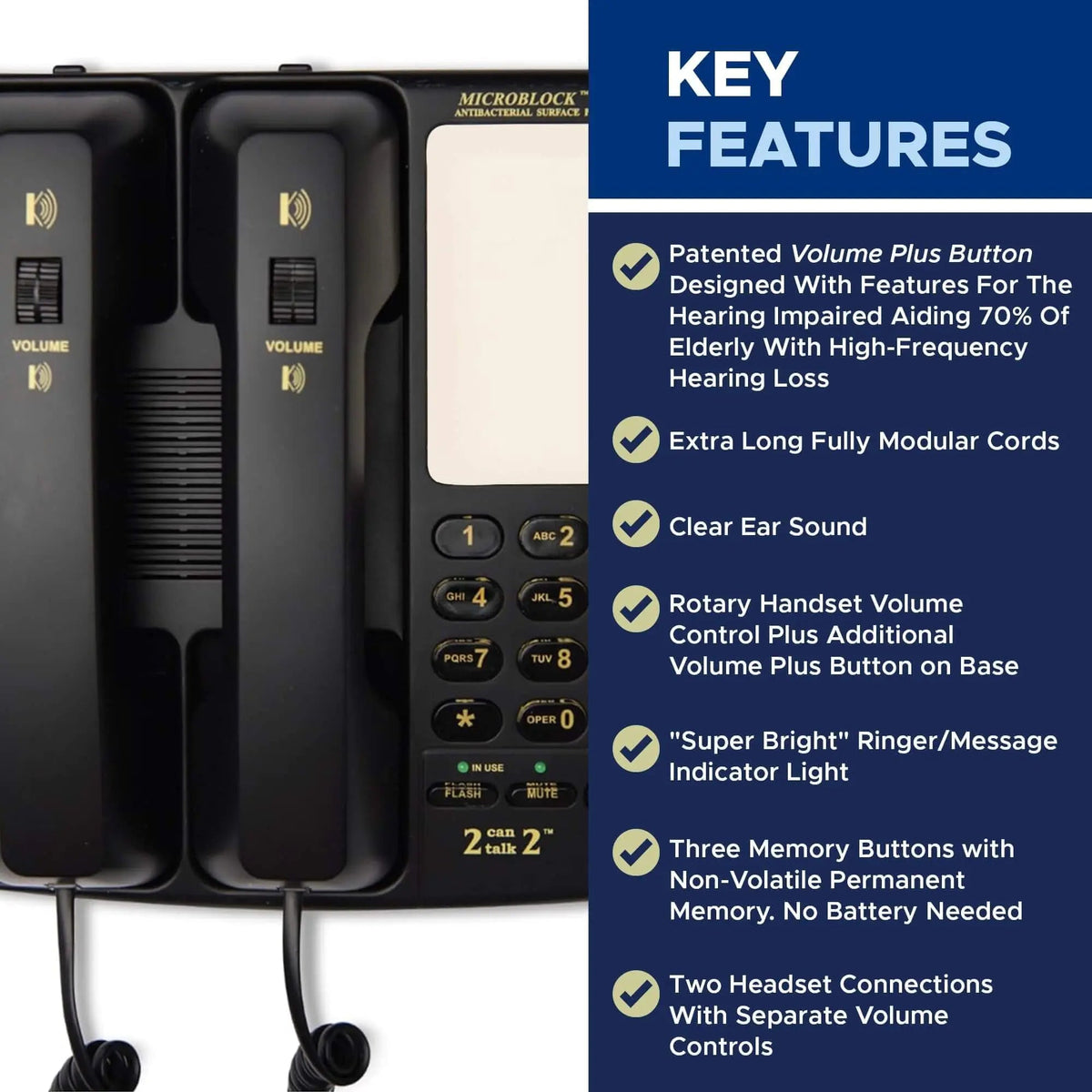 Med-Pat D2200 Dual-Handset Telephone | 2 Can Talk 2